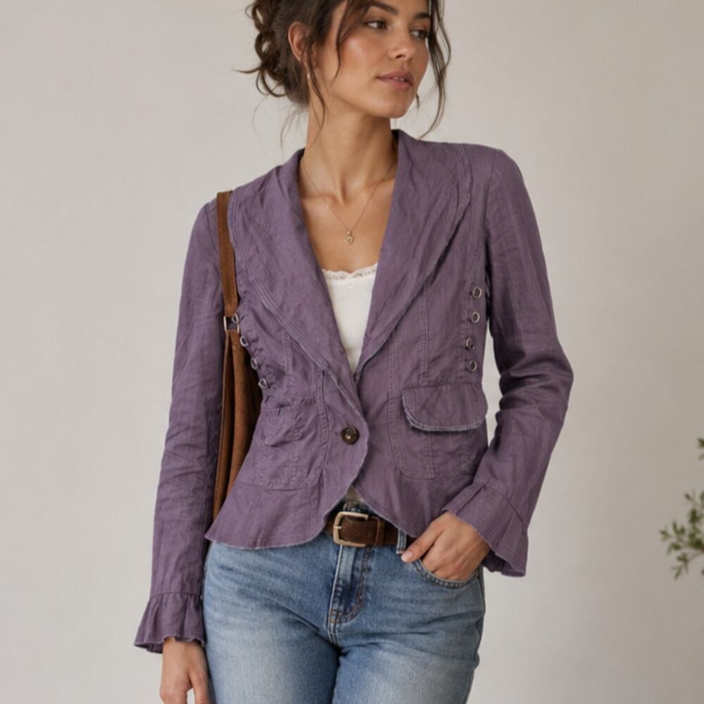 MaxMara Purple Tailored Button-Front Jacket